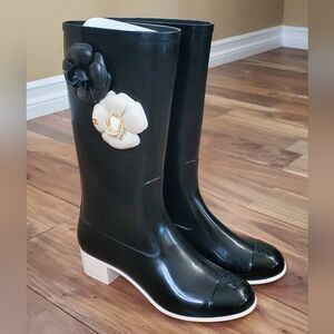 Chanel Rain Boots with Flowers